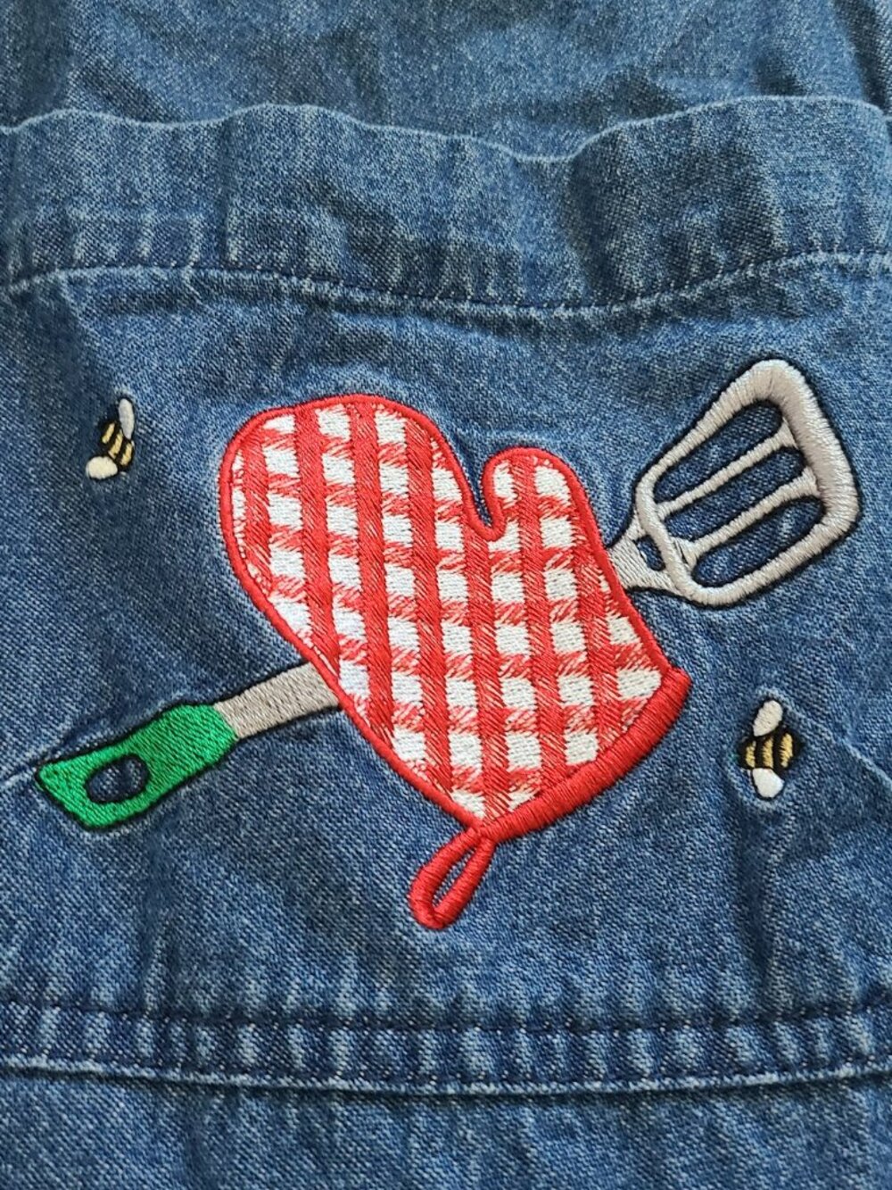 SOLD VTG Overalls Women's L BBQ Picnic Grilling Summer Vibes Bibs Cotton 22" - Picture 7 of 11